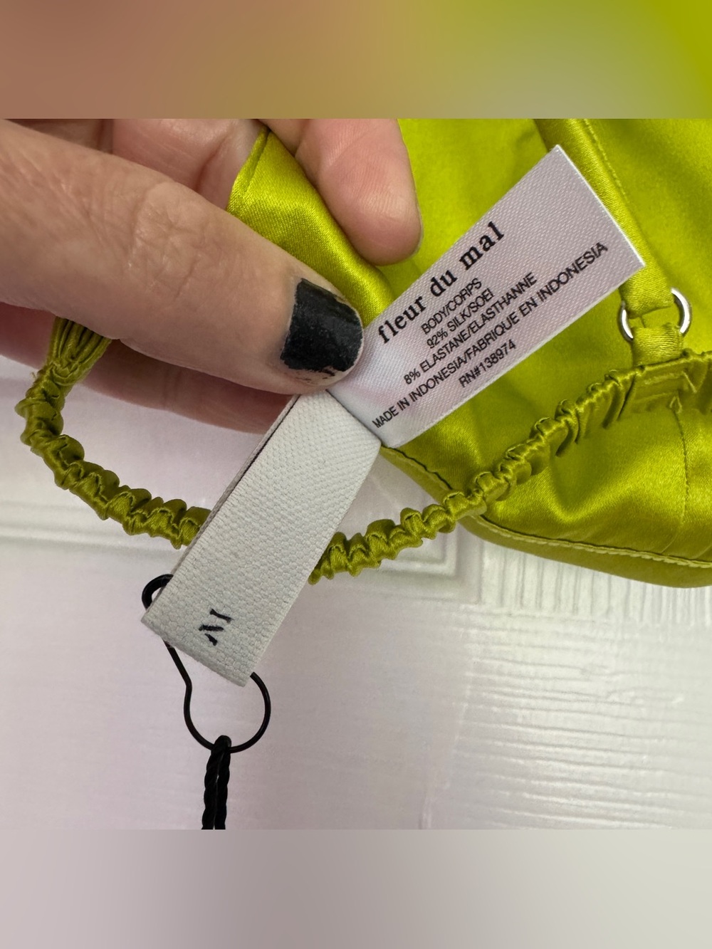 FLEUR DU MAL | NWT Luxe Triangle Bra MEDIUM - lime punch - Picture 6 of 7